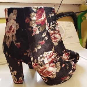 Suede Rose Heeled Boots
